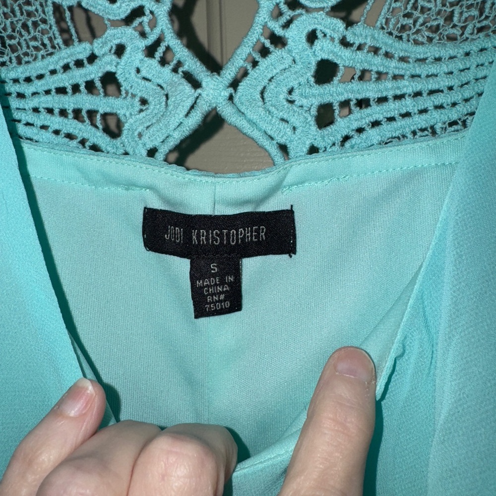 Joni Kristopher Elegant Aqua Sleeveless Dress BNWT - Picture 3 of 5